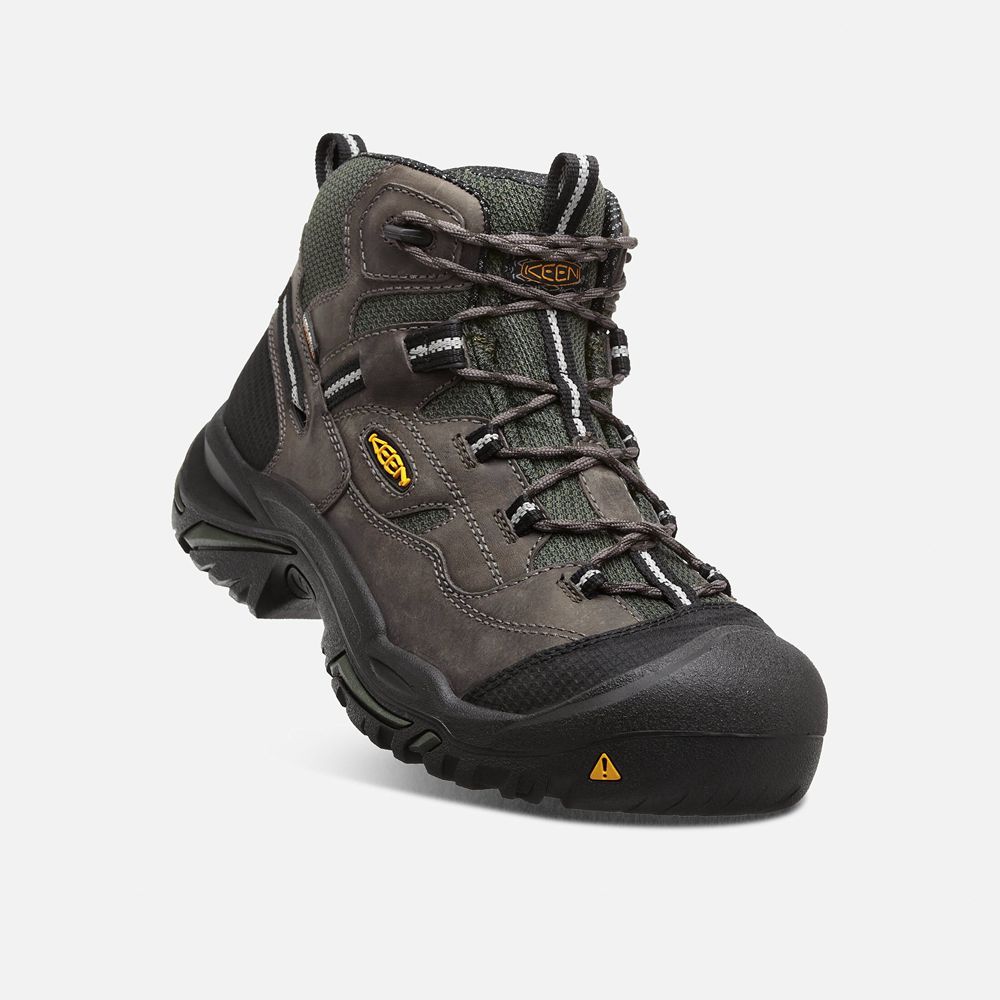 Cizme Keen Romania Barbati Negrii Maro Braddock Waterproof Mid (Steel Toe) 4128-EKGVF